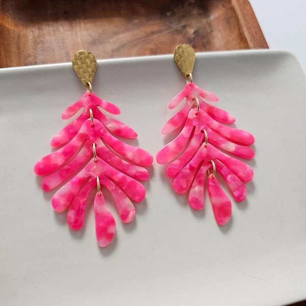 Palm Earrings - Hot Pink