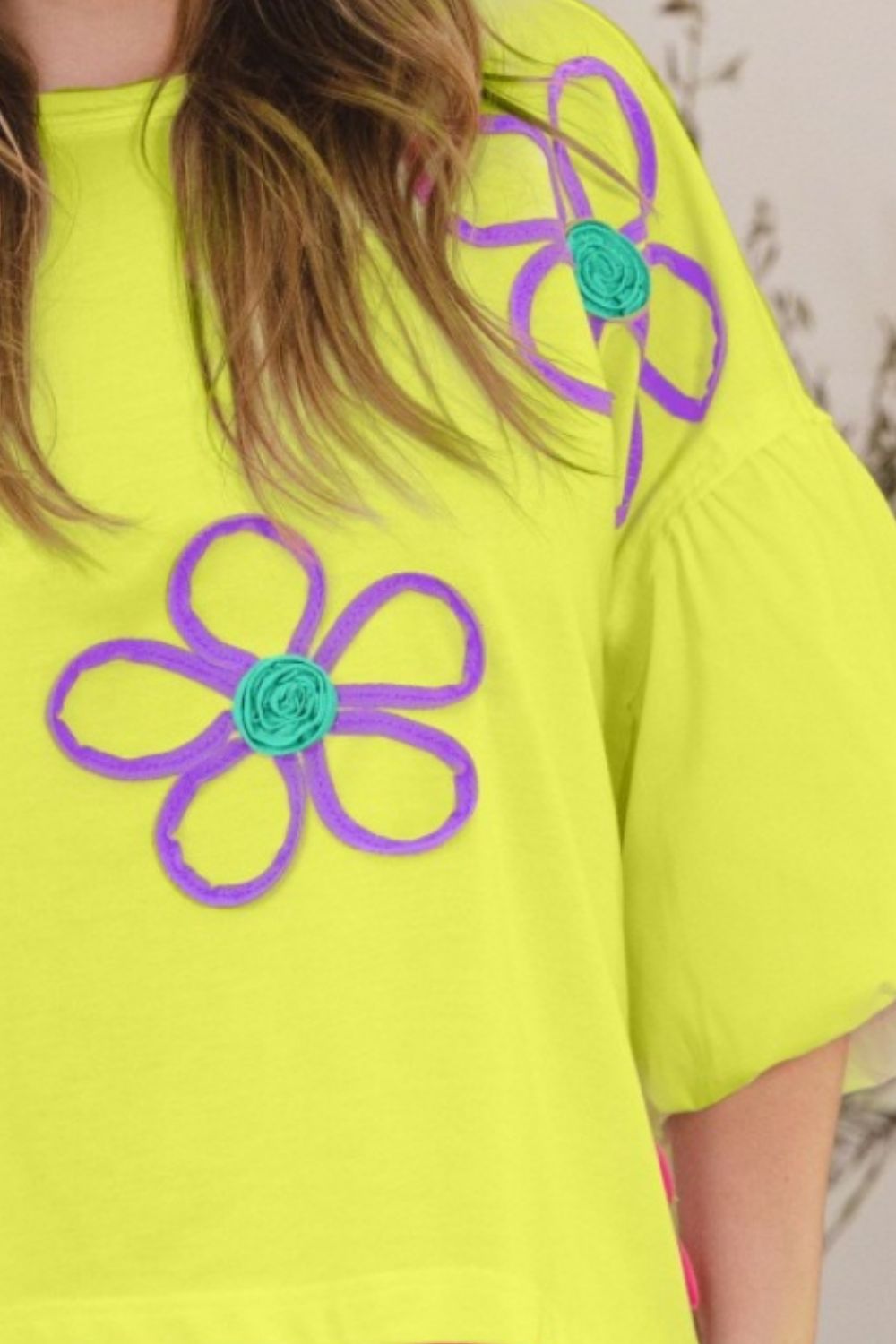 Flower Embroidery Detail T-Shirt